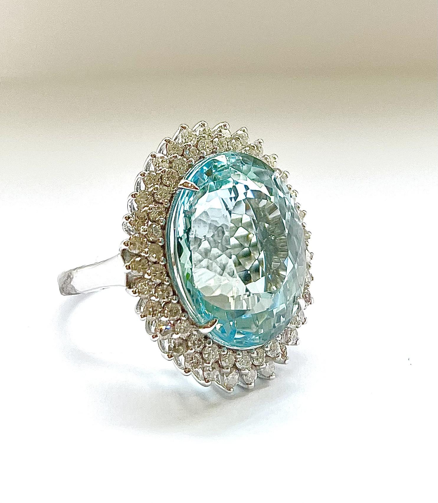 Aquamarine ring — 16.26ct aquamarine · 1.08ct diamond