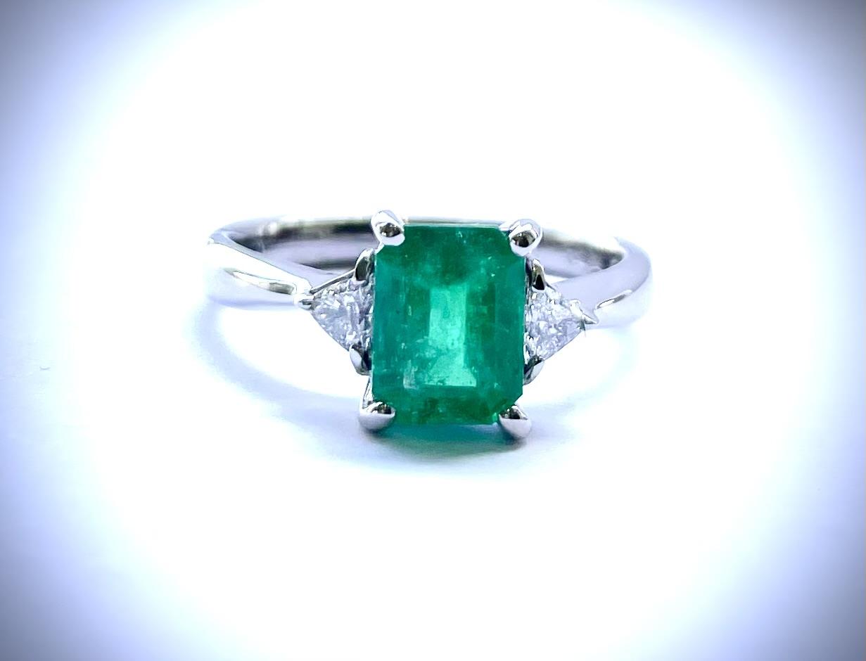 Emerald ring — 1.23ct emerald · 0.14ct diamond