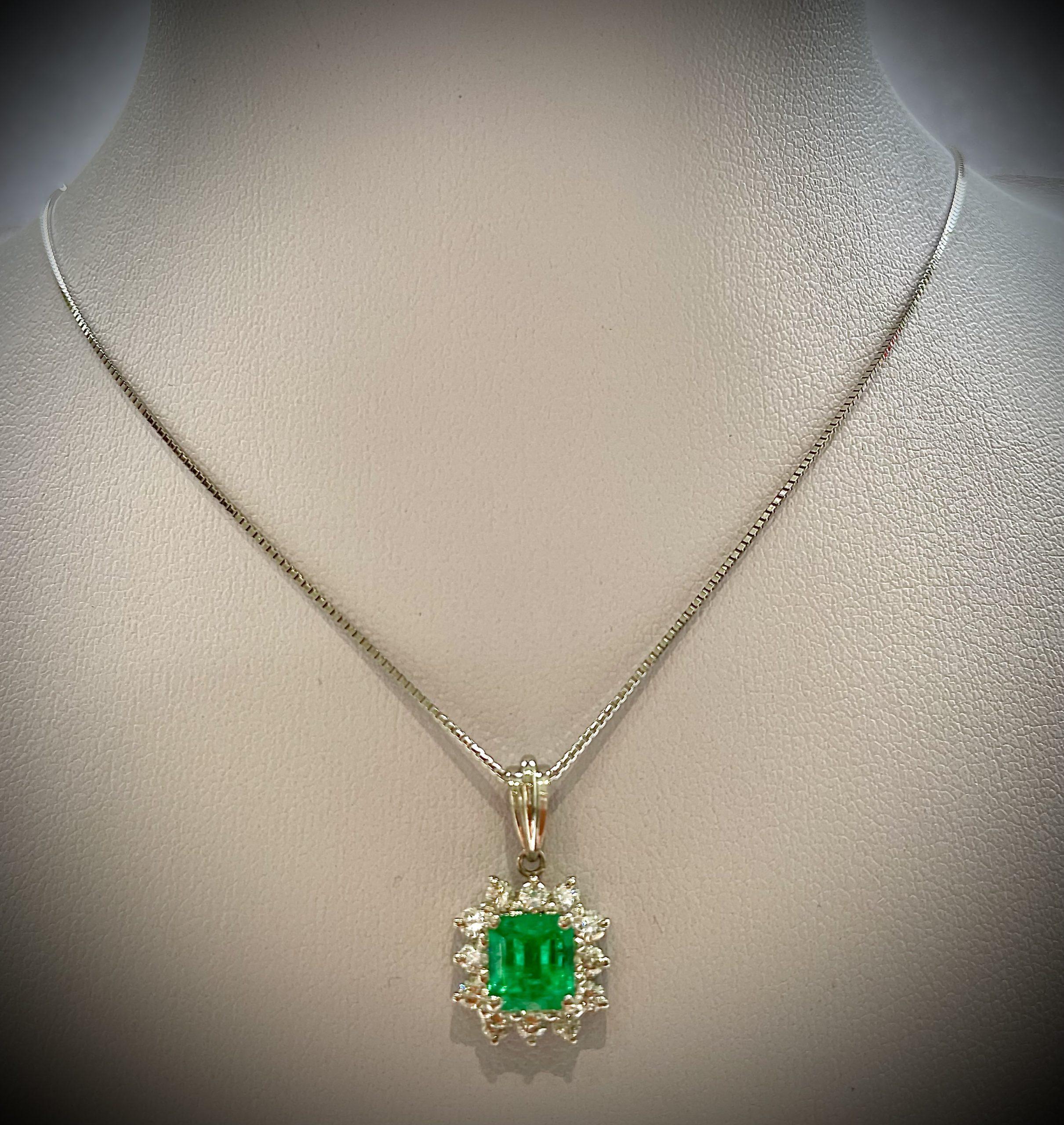 Emerald pendant — 1.03ct emerald · 0.43ct diamond